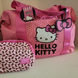 Hello Kitty Duffle 3 Piece Set (Duffle bag, bum bag, and bow luggage tag)
